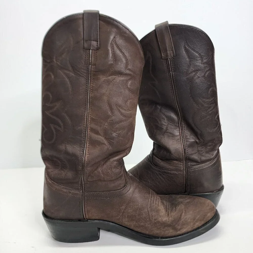 Old West Men's TBM3051 Brown Leather‎ Mid-Calf Western Boots - Size 9.5 D